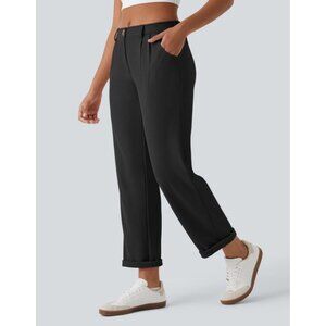 Halara Mid Rise Zipper Pocket Waffle Casual Pants Sz XL Womens Black